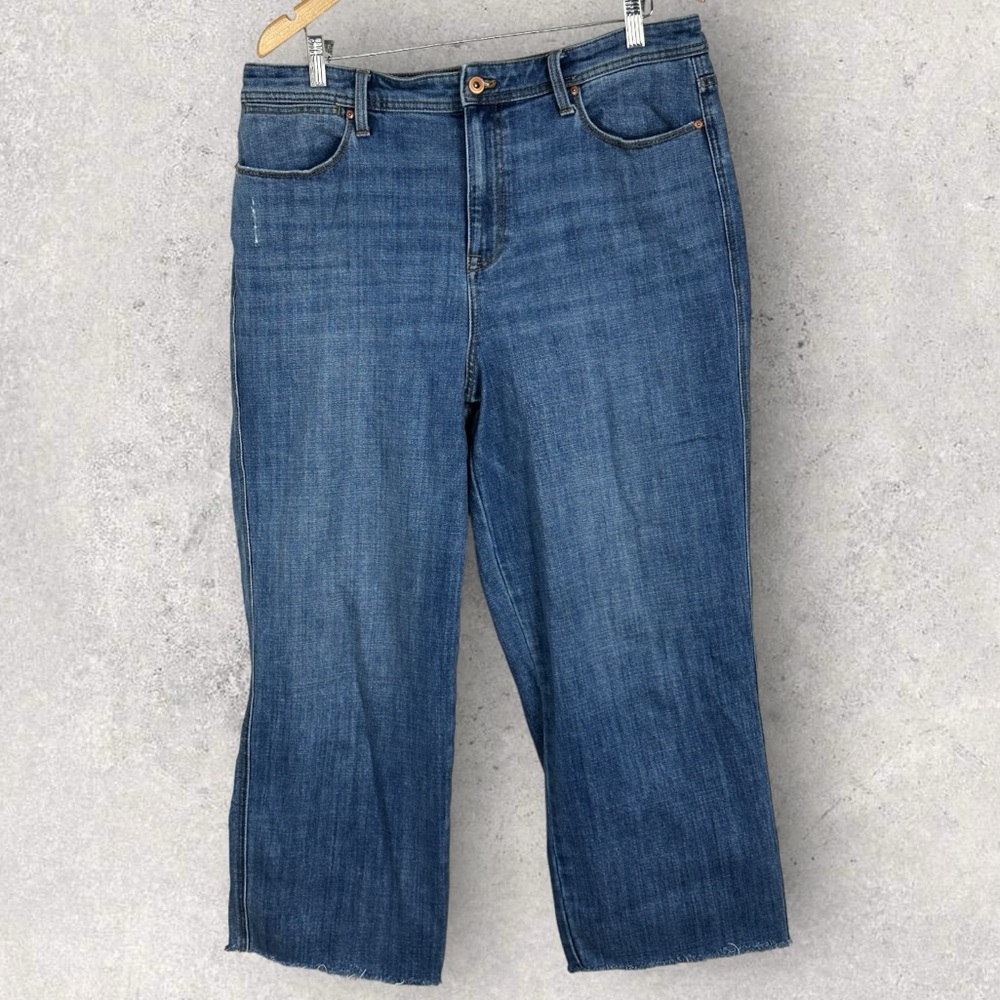 Talbots Stovepipe Jeans Relaxed Wide-Leg High Waist Size 16 Blue Denim Minimal